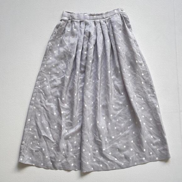 Vtg 80's Silk Striped Polkadots Midi Skirt Flowy Cullinane Sz 2 Coquette Retro - Picture 1 of 7